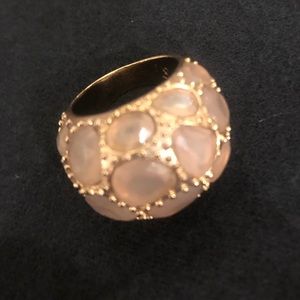 Pink quartz and gold statement ring. Size 7